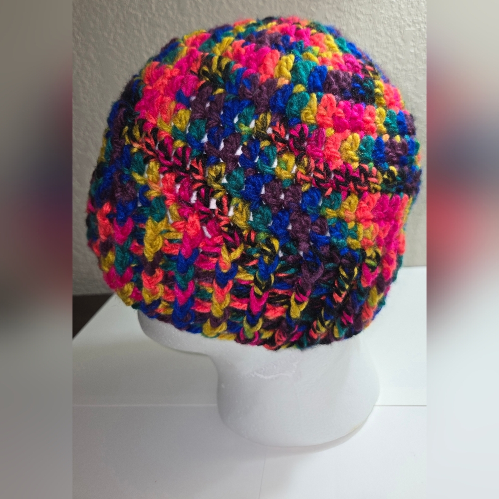Handmade Multicolor Knit Beanie - Picture 3 of 4
